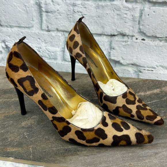 True Vintage Dolce & Gabbana Calf Hair Pointed Heel Pumps Stilettos 39 - 8.5 US - Picture 1 of 6
